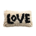 Woven Wool Shag Lumbar Pillow with "Love" Design
