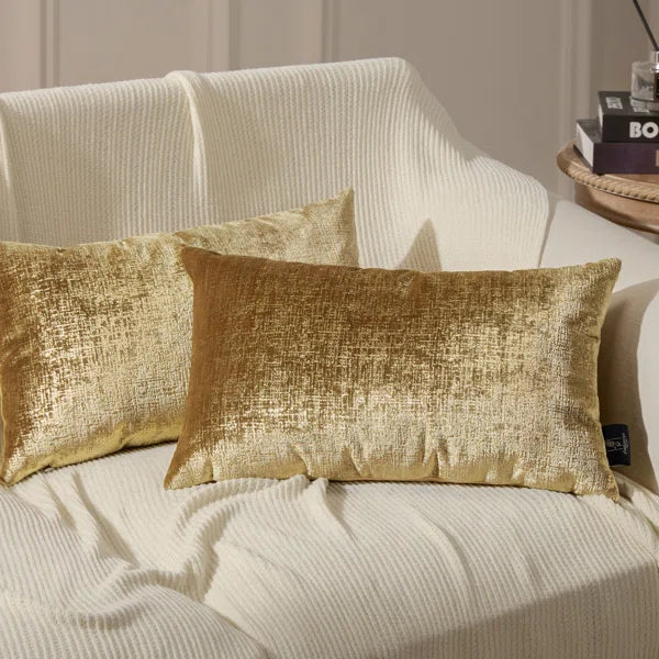Bronzing Printed Velvet Collection Lumbar Pillow (Set of 2)