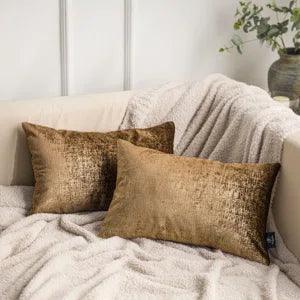 Bronzing Printed Velvet Collection Lumbar Pillow (Set of 2)