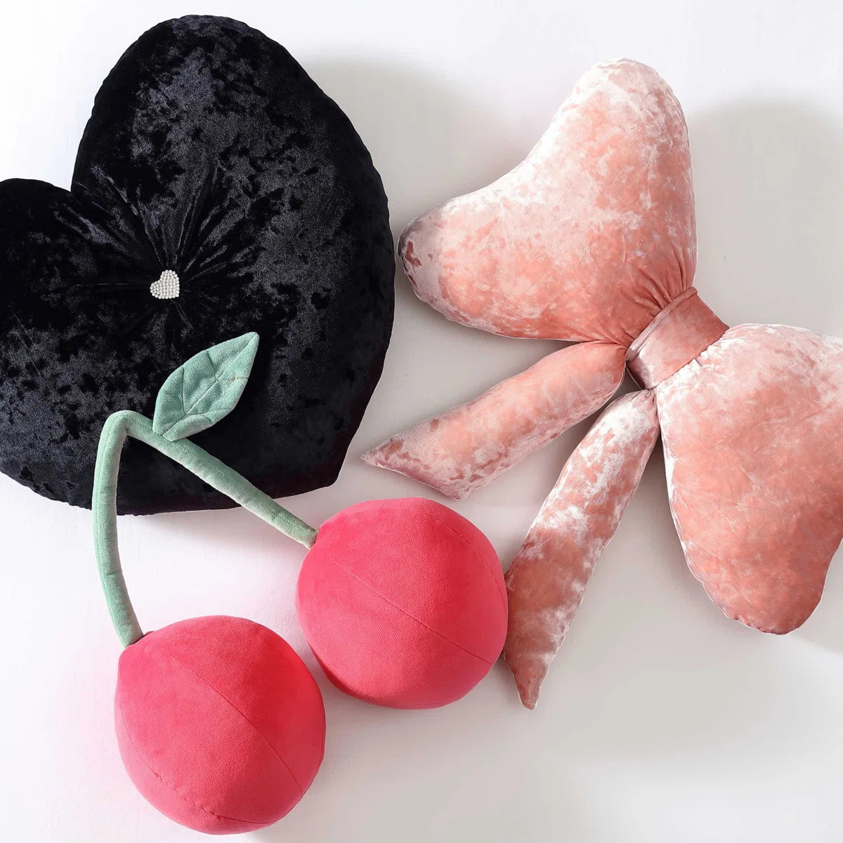 Betsey Johnson Velvet Bow Pink Novelty Pillow