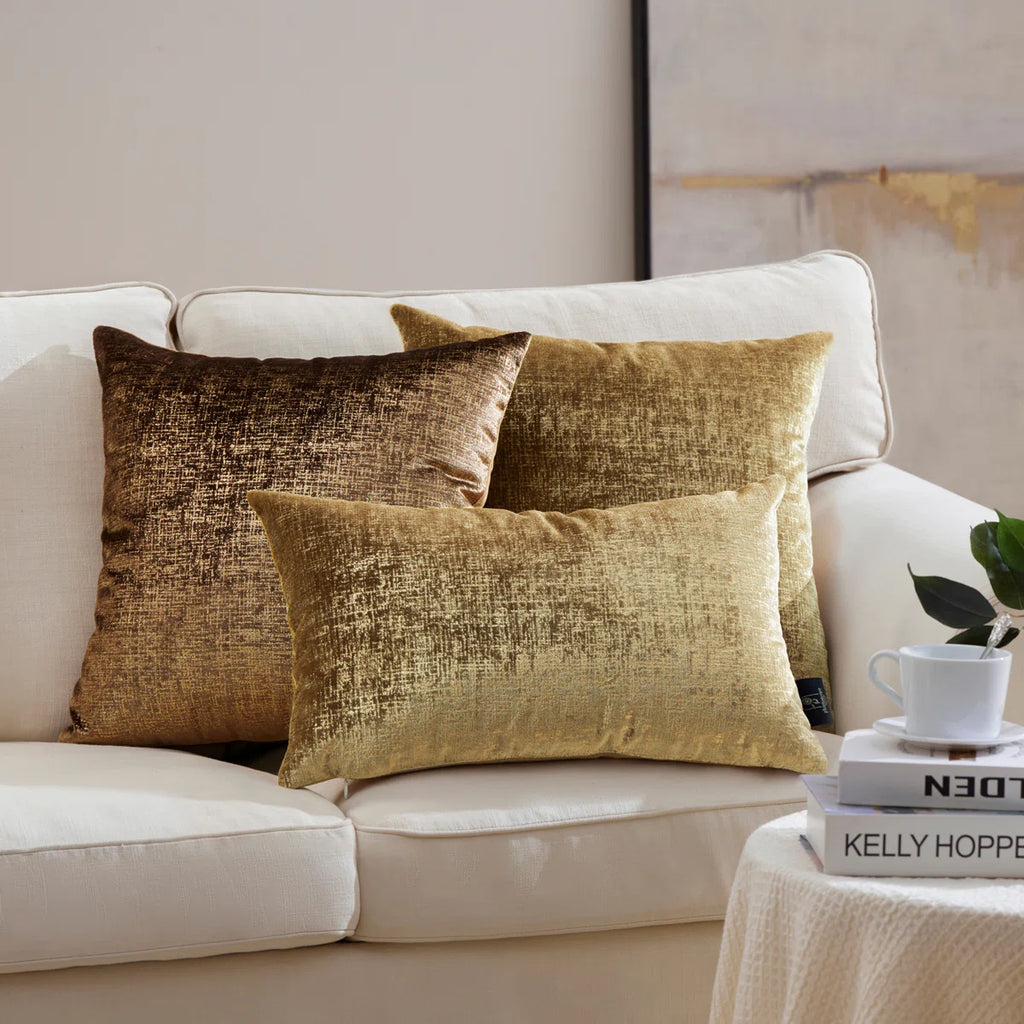 Bronzing Printed Velvet Collection Lumbar Pillow (Set of 2)