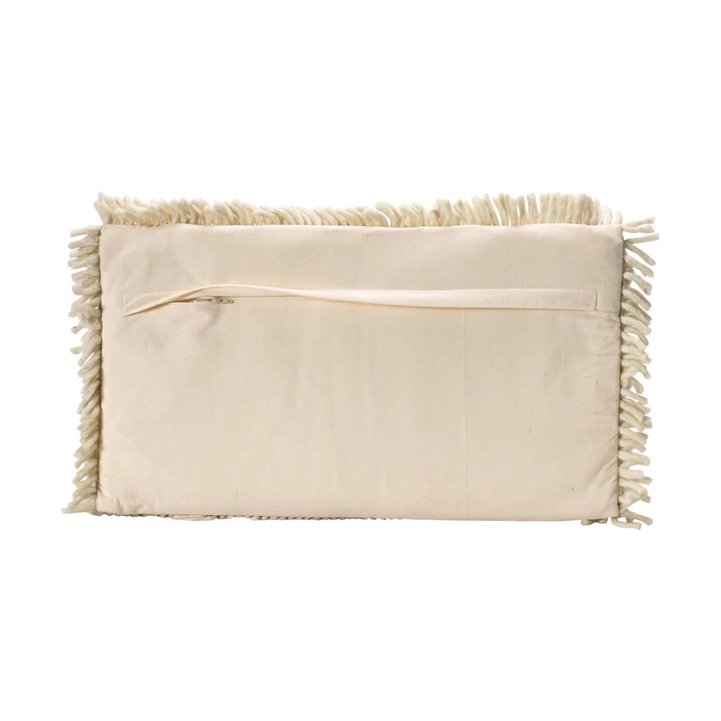 Woven Wool Shag Lumbar Pillow with "Love" Design