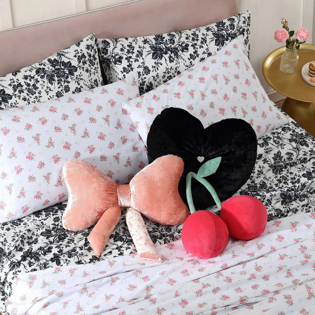 Betsey Johnson Velvet Bow Pink Novelty Pillow