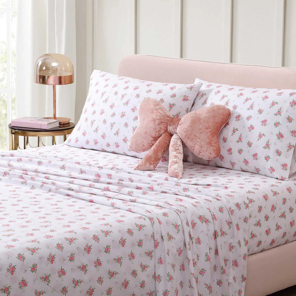 Betsey Johnson Velvet Bow Pink Novelty Pillow